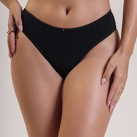 Calcinha Tanga Algodão Básica Preto TopBella